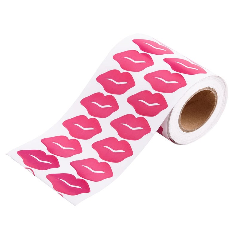 Sunmns Lips Stickers, Perforated Self Adhesive Kisses Stickers, Total 1000 Pieces Per Roll, Rose Red - Image 1